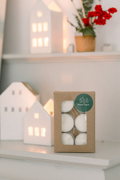 Bougie chauffe-plat des Fêtes - Forêt d'hiver